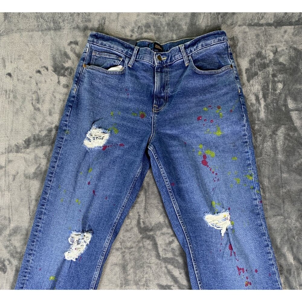 Regal Exchange Blue Jeans Mens Size 32x32 Super Stretch Distressed Paint Blots